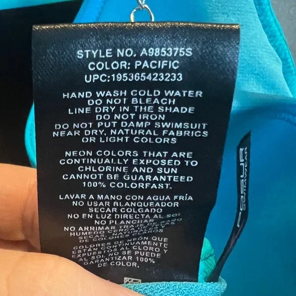 ZeroXposur Womens Tankini Swimsuit Set Pacific Blue Tie Dye Zip Front Large - Picture 4 of 5